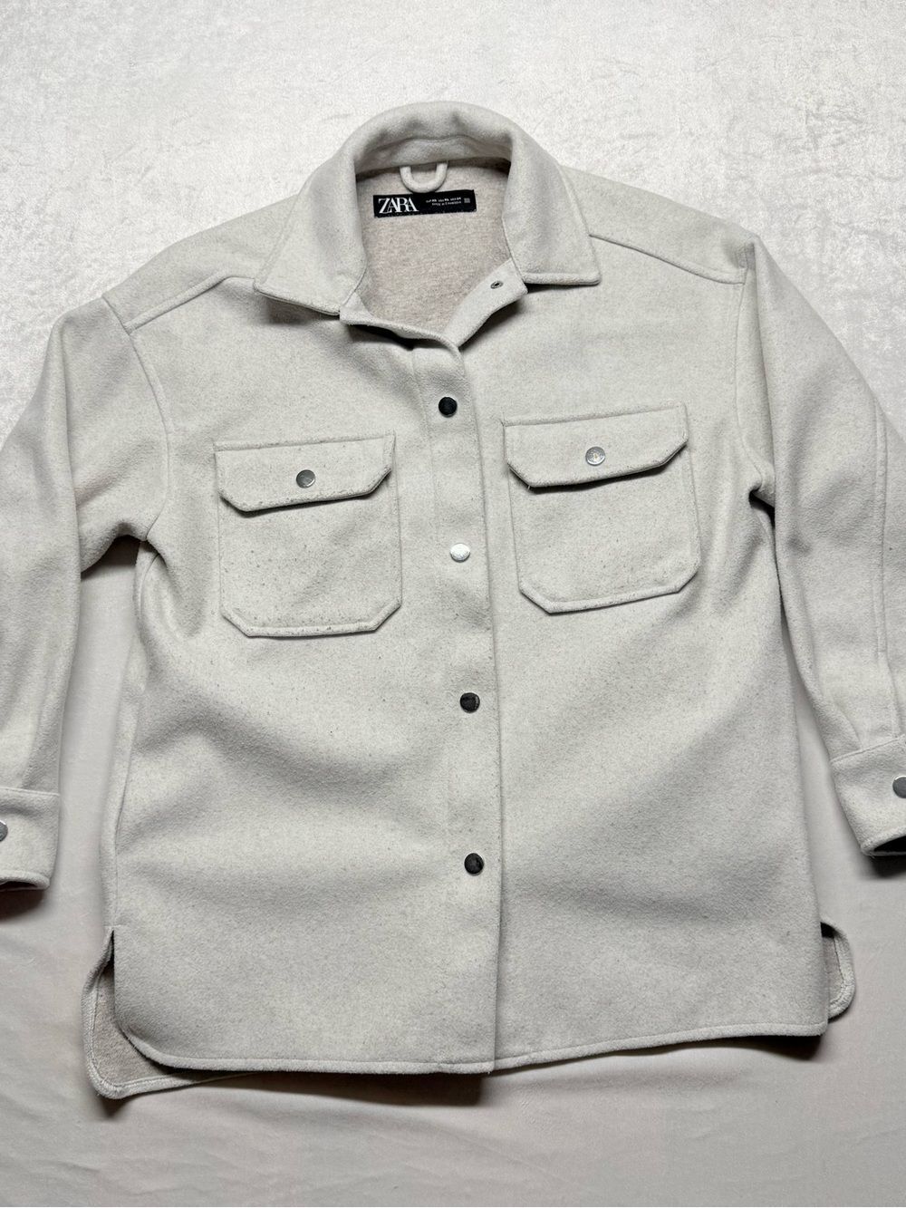 Zara Off-White Button Front Shacket